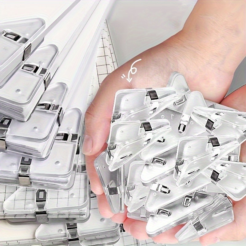 Binder Clip Assorted - 22個のクリアトライアングルクリップセット | 直角プラスチックファイルホルダー、オフィスや家庭用のルーズリーフバインダー書類オーガナイザー