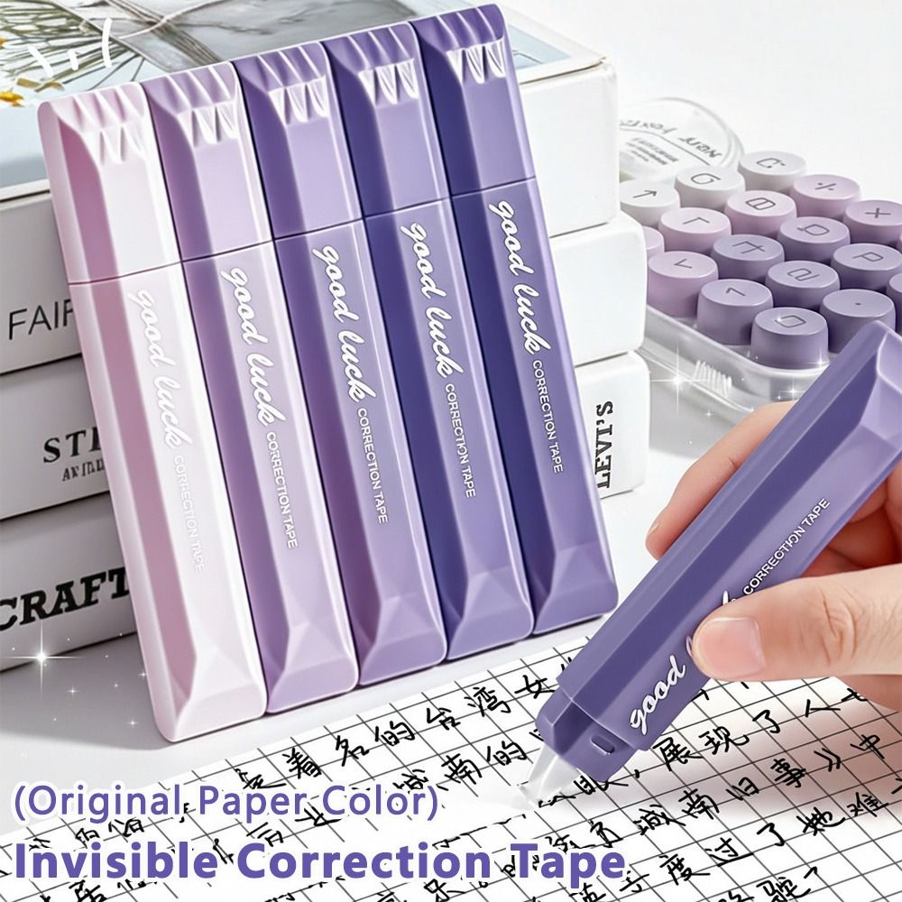 Correction Tape Roller - 5本セット グラデーションカラーの修正テープペン型、目立たない修正ローラー、オリジナル紙製カラー修正フィルムテープ