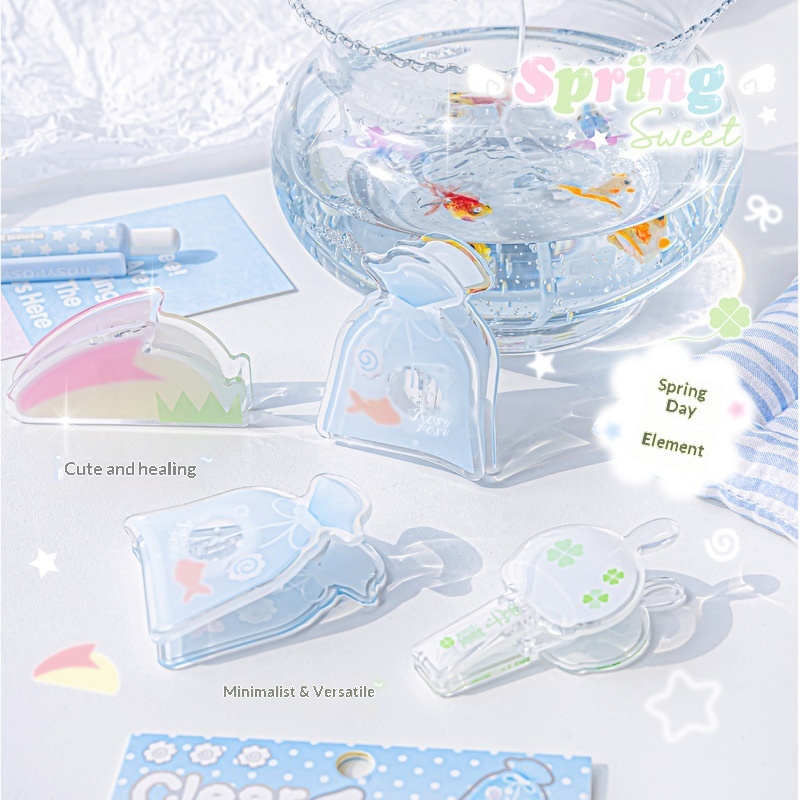 RosyPosy 透明アクリルクリップ かわいいペーパークリ - Binder Clip Assorted のレビューと価格