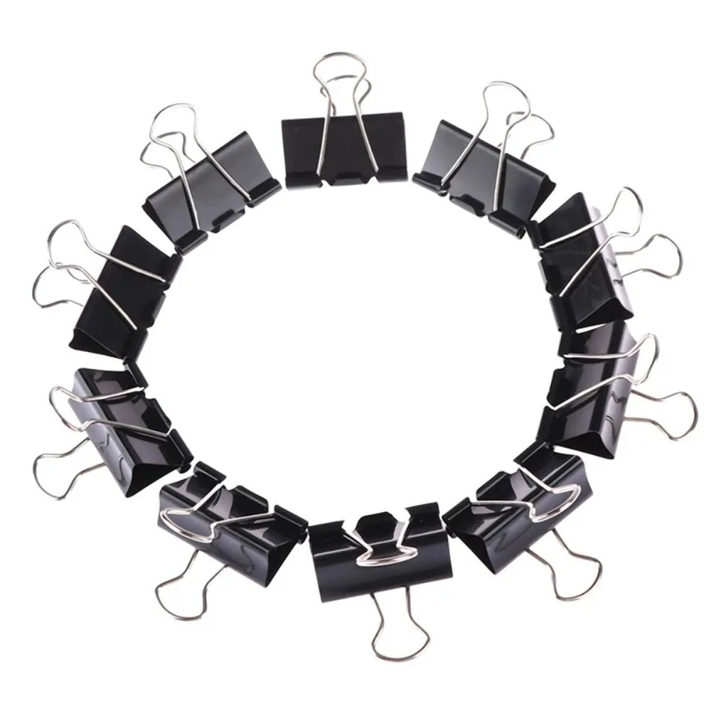 10個入り折りたたみ式金属製バインダークリップ ブラックグリ - Binder Clip Assorted のレビューと価格