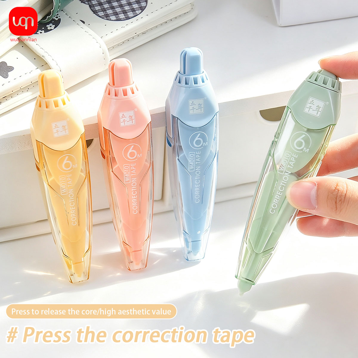 6mの修正テープ、押しボタン式ペン型、パステルカラー、引き込 - Correction Tape Roller のレビューと価格
