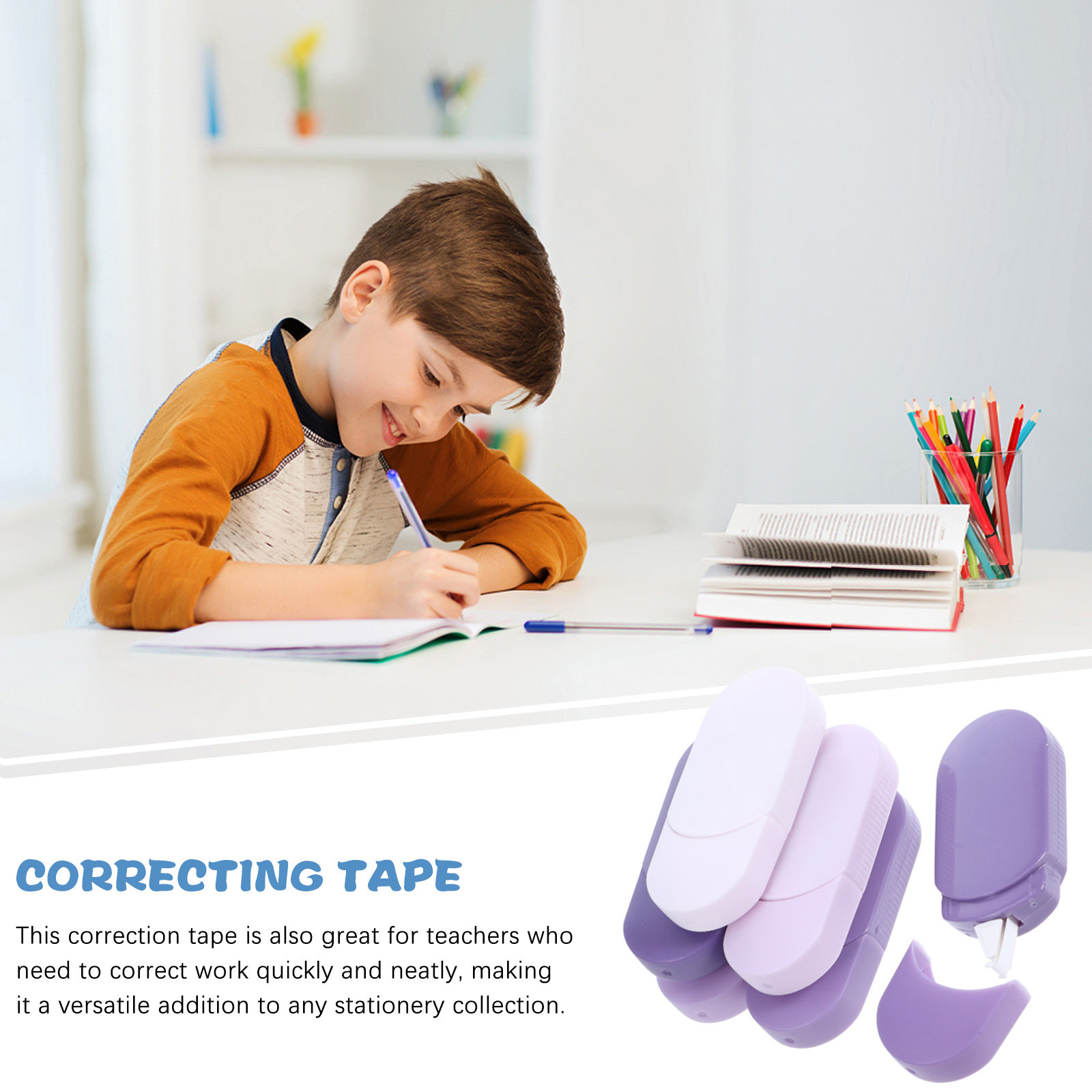 修正テープ6本セット、白、学校用品、オフィス用品、持ち運び可 - Correction Tape Roller のレビューと価格