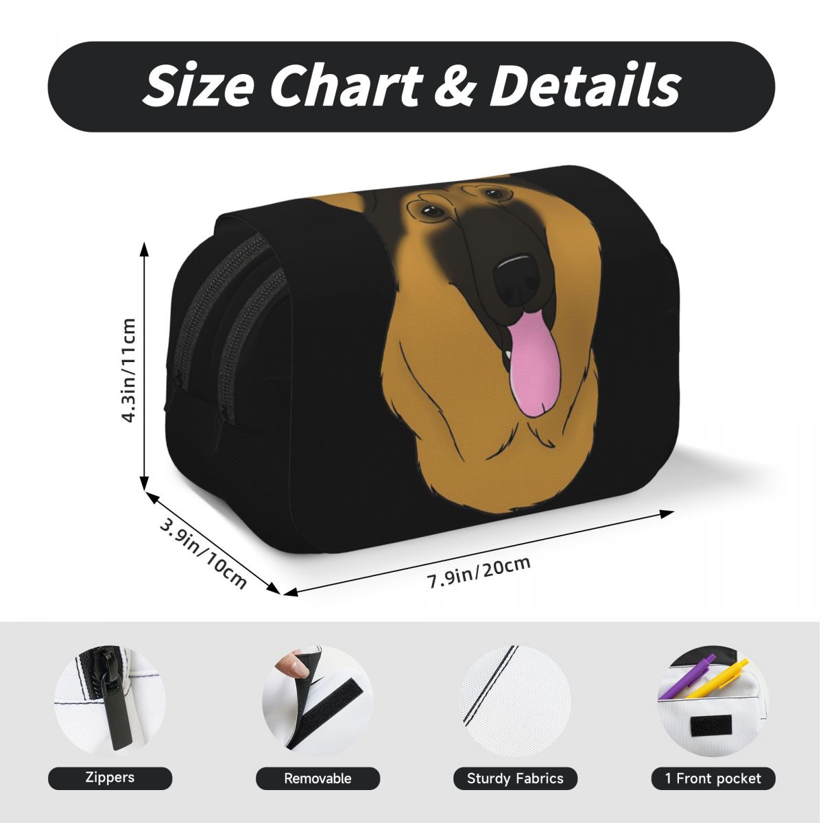 ジャーマン・シェパード犬のイラスト入りペンケース。学生へのプ - Tan Stationery & Office Supply のレビューと価格